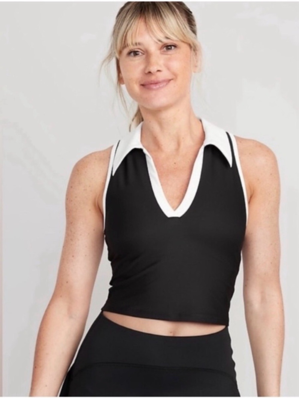 Old Navy Black Active Tank with White Trim